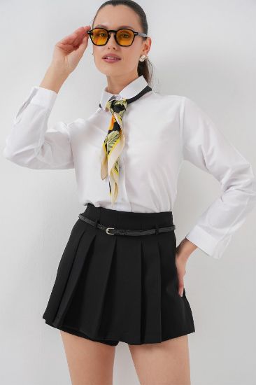 Pileli Mini Şort Etek 5336 - Siyah resmi